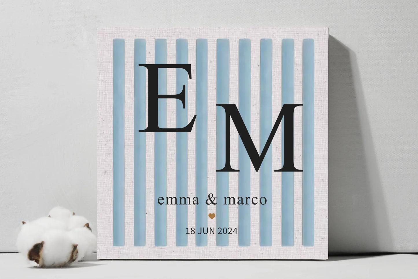 Personalized Stripe Canvas Wall Art | Custom Couple Initials, Names & Date | Modern Wedding Gift | Anniversary Decor | Made in Germany