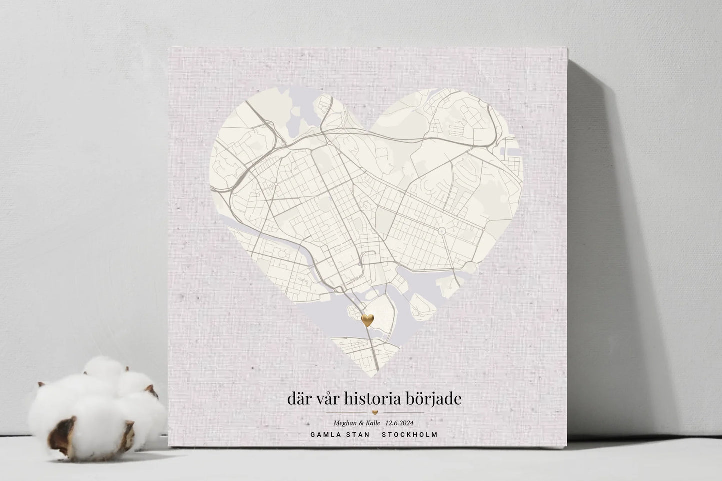 Where Our Story Began – Personalized Couple Map Square Canvas, Custom Anniversary Gift, Wedding Location Wall Art, Our First Date