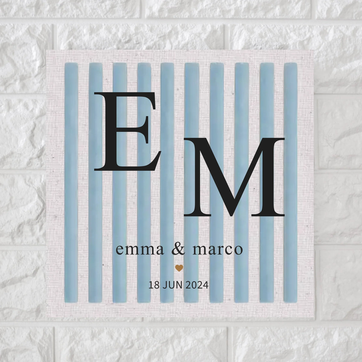 Personalized Stripe Canvas Wall Art | Custom Couple Initials, Names & Date | Modern Wedding Gift | Anniversary Decor | Made in Germany