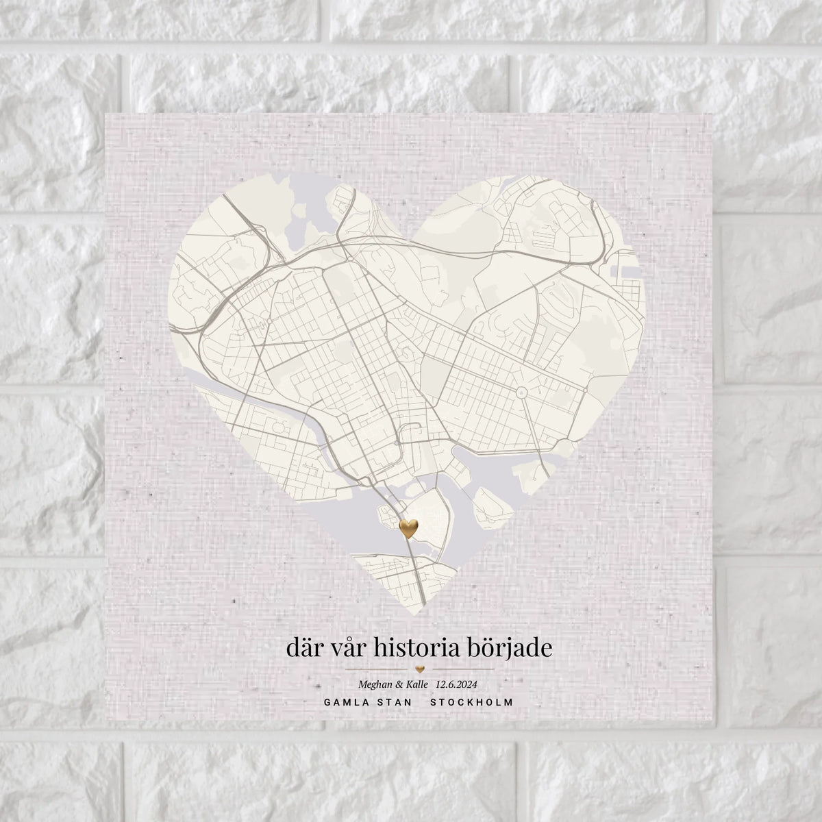Where Our Story Began – Personalized Couple Map Square Canvas, Custom Anniversary Gift, Wedding Location Wall Art, Our First Date